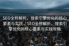 SEO全称解析，搜索引擎优化的核心要素与实践，SEO全称解析，搜索引擎优化的核心要素与实践攻略