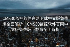 CMS30监控软件官网下载中文版免费版全面解析，CMS30监控软件官网中文版免费版下载与全面解析
