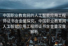 中国职业教育网的人工智能应用工程师证书含金量探究，中国职业教育网人工智能应用工程师证书含金量深度解析