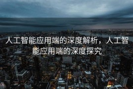 人工智能应用端的深度解析，人工智能应用端的深度探究