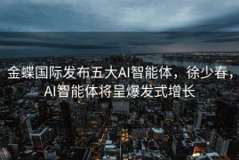 金蝶国际发布五大AI智能体，徐少春，AI智能体将呈爆发式增长