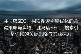 驻马店SEO，探索搜索引擎优化的关键策略与实践，驻马店SEO，搜索引擎优化的关键策略与实践探索