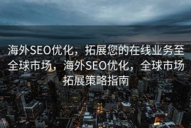 海外SEO优化，拓展您的在线业务至全球市场，海外SEO优化，全球市场拓展策略指南