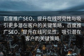 百度推广SEO，提升在线可见性与吸引更多潜在客户的关键策略，百度推广SEO，提升在线可见性，吸引潜在客户的关键策略