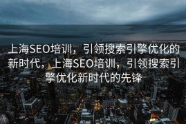 上海SEO培训，引领搜索引擎优化的新时代，上海SEO培训，引领搜索引擎优化新时代的先锋