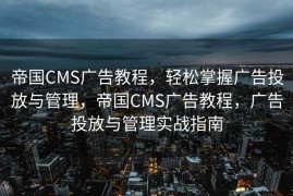 帝国CMS广告教程，轻松掌握广告投放与管理，帝国CMS广告教程，广告投放与管理实战指南