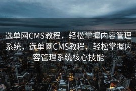 选单网CMS教程，轻松掌握内容管理系统，选单网CMS教程，轻松掌握内容管理系统核心技能