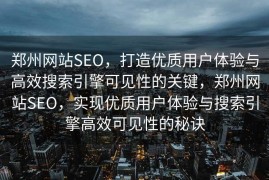 郑州网站SEO，打造优质用户体验与高效搜索引擎可见性的关键，郑州网站SEO，实现优质用户体验与搜索引擎高效可见性的秘诀