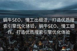 蜗牛SEO，慢工出细活，打造优质搜索引擎优化体验，蜗牛SEO，慢工细作，打造优质搜索引擎优化体验