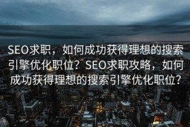 SEO求职，如何成功获得理想的搜索引擎优化职位？SEO求职攻略，如何成功获得理想的搜索引擎优化职位？