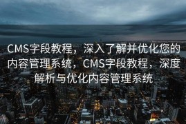 CMS字段教程，深入了解并优化您的内容管理系统，CMS字段教程，深度解析与优化内容管理系统