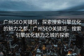 广州SEO关键词，探索搜索引擎优化的魅力之都，广州SEO关键词，搜索引擎优化魅力之城的探索