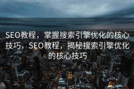 SEO教程，掌握搜索引擎优化的核心技巧，SEO教程，揭秘搜索引擎优化的核心技巧