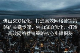 佛山SEO优化，打造高效网络营销策略的关键步骤，佛山SEO优化，打造高效网络营销策略核心步骤揭秘