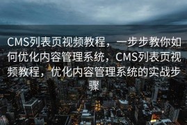 CMS列表页视频教程，一步步教你如何优化内容管理系统，CMS列表页视频教程，优化内容管理系统的实战步骤