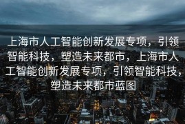 上海市人工智能创新发展专项，引领智能科技，塑造未来都市，上海市人工智能创新发展专项，引领智能科技，塑造未来都市蓝图