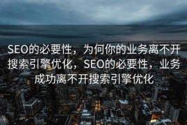 SEO的必要性，为何你的业务离不开搜索引擎优化，SEO的必要性，业务成功离不开搜索引擎优化