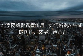 北京网络辟谣宣传月—如何辨别AI生成的图片、文字、声音？