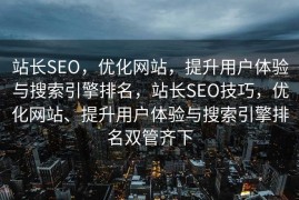 站长SEO，优化网站，提升用户体验与搜索引擎排名，站长SEO技巧，优化网站、提升用户体验与搜索引擎排名双管齐下