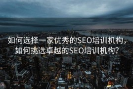 如何选择一家优秀的SEO培训机构，如何挑选卓越的SEO培训机构？