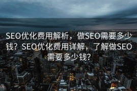 SEO优化费用解析，做SEO需要多少钱？SEO优化费用详解，了解做SEO需要多少钱？