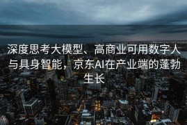 深度思考大模型、高商业可用数字人与具身智能，京东AI在产业端的蓬勃生长