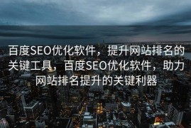 百度SEO优化软件，提升网站排名的关键工具，百度SEO优化软件，助力网站排名提升的关键利器