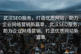 武汉SEO服务，打造优质网站，助力企业网络营销新篇章，武汉SEO服务，助力企业网络营销，打造优质网站新篇章