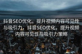 抖音SEO优化，提升视频内容可见性与吸引力，抖音SEO优化，提升视频内容可见性与吸引力策略