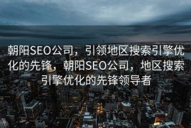 朝阳SEO公司，引领地区搜索引擎优化的先锋，朝阳SEO公司，地区搜索引擎优化的先锋领导者