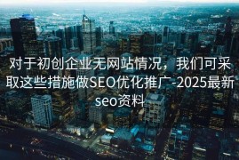 对于初创企业无网站情况，我们可采取这些措施做SEO优化推广-2025最新seo资料
