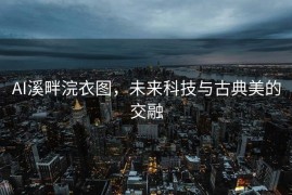 AI溪畔浣衣图，未来科技与古典美的交融