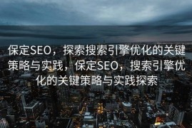 保定SEO，探索搜索引擎优化的关键策略与实践，保定SEO，搜索引擎优化的关键策略与实践探索