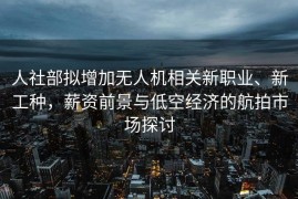 人社部拟增加无人机相关新职业、新工种，薪资前景与低空经济的航拍市场探讨