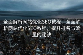 全面解析网站优化SEO教程，全面解析网站优化SEO教程，提升排名与流量的秘诀