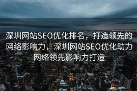 深圳网站SEO优化排名，打造领先的网络影响力，深圳网站SEO优化助力网络领先影响力打造