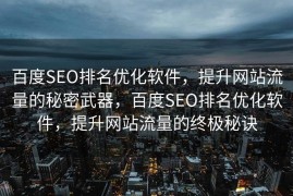 百度SEO排名优化软件，提升网站流量的秘密武器，百度SEO排名优化软件，提升网站流量的终极秘诀