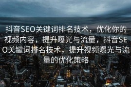 抖音SEO关键词排名技术，优化你的视频内容，提升曝光与流量，抖音SEO关键词排名技术，提升视频曝光与流量的优化策略