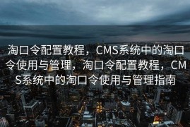 淘口令配置教程，CMS系统中的淘口令使用与管理，淘口令配置教程，CMS系统中的淘口令使用与管理指南