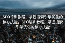 SEO培训教程，掌握搜索引擎优化的核心技能，SEO培训教程，掌握搜索引擎优化的核心技能