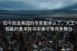 如今就连美国的专家都承认了，人工智能的未来并非中美平等竞争舞台