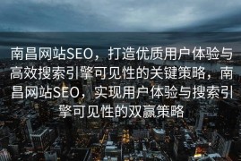 南昌网站SEO，打造优质用户体验与高效搜索引擎可见性的关键策略，南昌网站SEO，实现用户体验与搜索引擎可见性的双赢策略