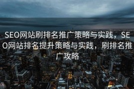 SEO网站刷排名推广策略与实践，SEO网站排名提升策略与实践，刷排名推广攻略