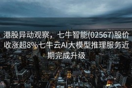 港股异动观察，七牛智能(02567)股价收涨超8%七牛云AI大模型推理服务近期完成升级