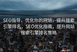 SEO指导，优化你的网站，提升搜索引擎排名，SEO优化指南，提升网站搜索引擎排名策略