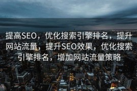 提高SEO，优化搜索引擎排名，提升网站流量，提升SEO效果，优化搜索引擎排名，增加网站流量策略