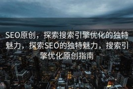 SEO原创，探索搜索引擎优化的独特魅力，探索SEO的独特魅力，搜索引擎优化原创指南