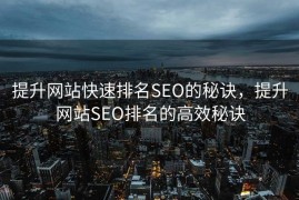 提升网站快速排名SEO的秘诀，提升网站SEO排名的高效秘诀