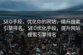 SEO手段，优化你的网站，提升搜索引擎排名，SEO优化手段，提升网站搜索引擎排名