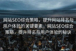 网站SEO综合策略，提升网站排名与用户体验的关键要素，网站SEO综合策略，提升排名与用户体验的秘诀